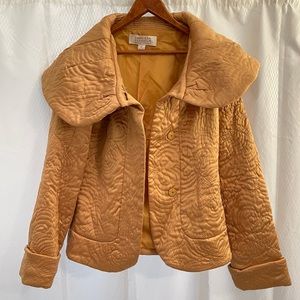 Vintage American Glamour Badgley Mischka Gold Orange Yellow Quilted Jacket Y2K